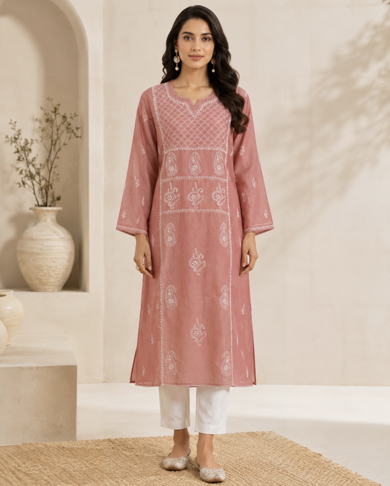 Chanderi silk semi stitched kurti 